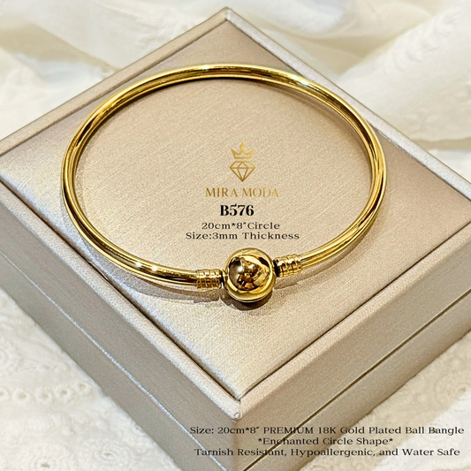 B576 Premium Gold Overlay Enchanted Circle Ball Bangle 20cm | MIRA MODA