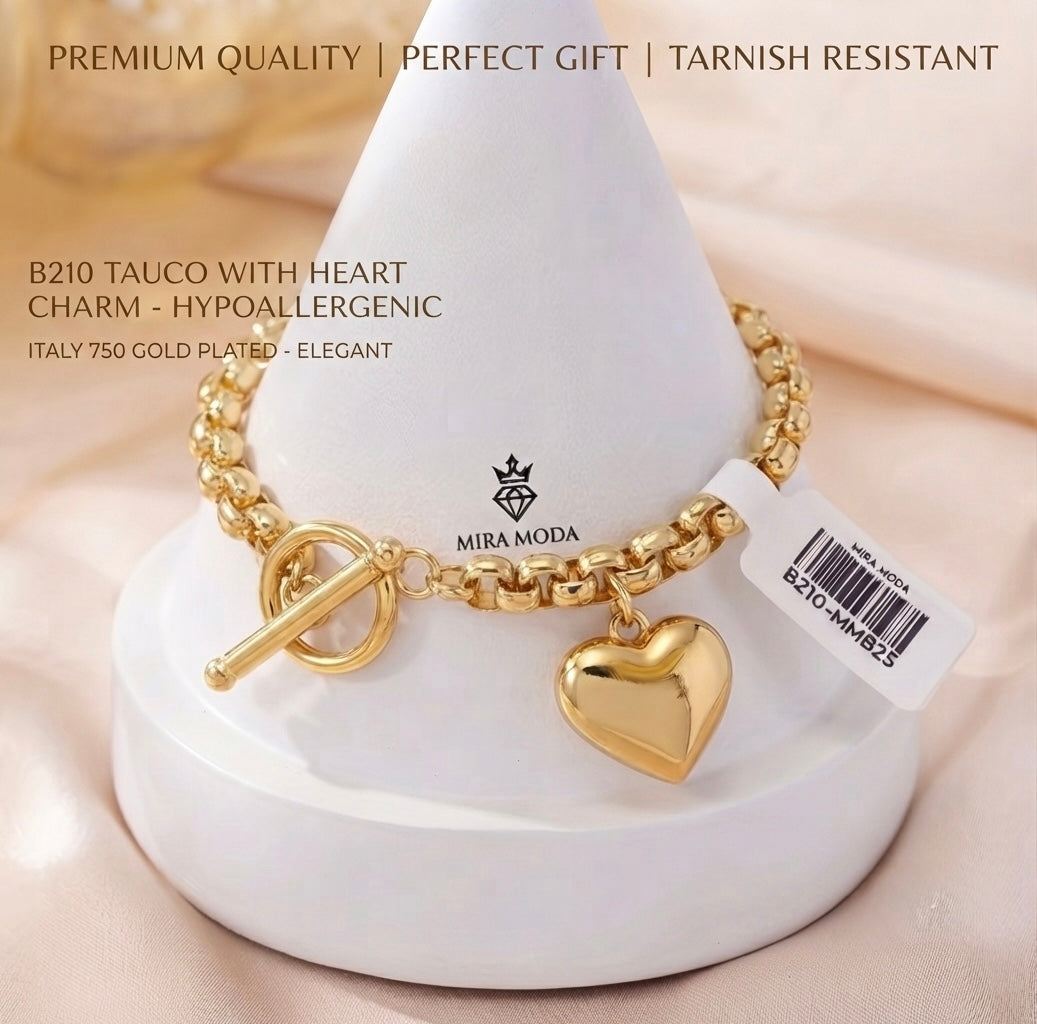 B210 Tauco Heart Charm Bracelet | MIRA MODA