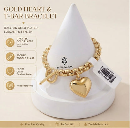 B210 Tauco Heart Charm Bracelet | MIRA MODA