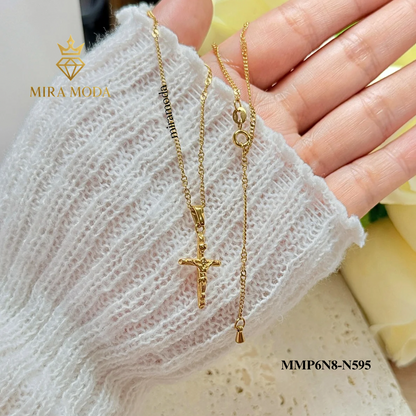 N595-Mini Cuban Cross Necklace| MIRA MODA