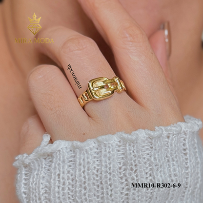 R302 Belt Design Ring Italy Gold Plated for Men & Women