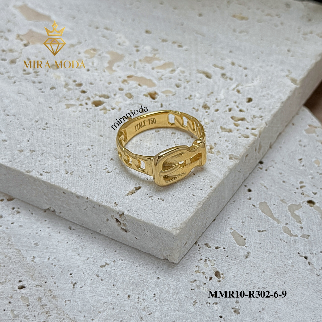 R302 Belt Design Ring Italy Gold Plated for Men & Women