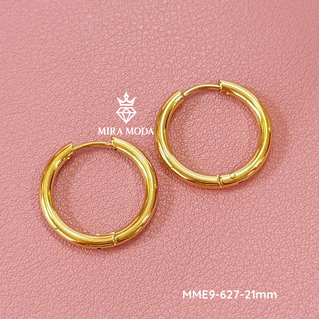 627-Gold Plated 21mm Plain Hoop Earrings