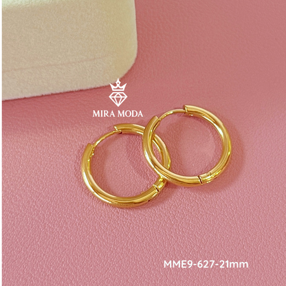 627-Gold Plated 21mm Plain Hoop Earrings