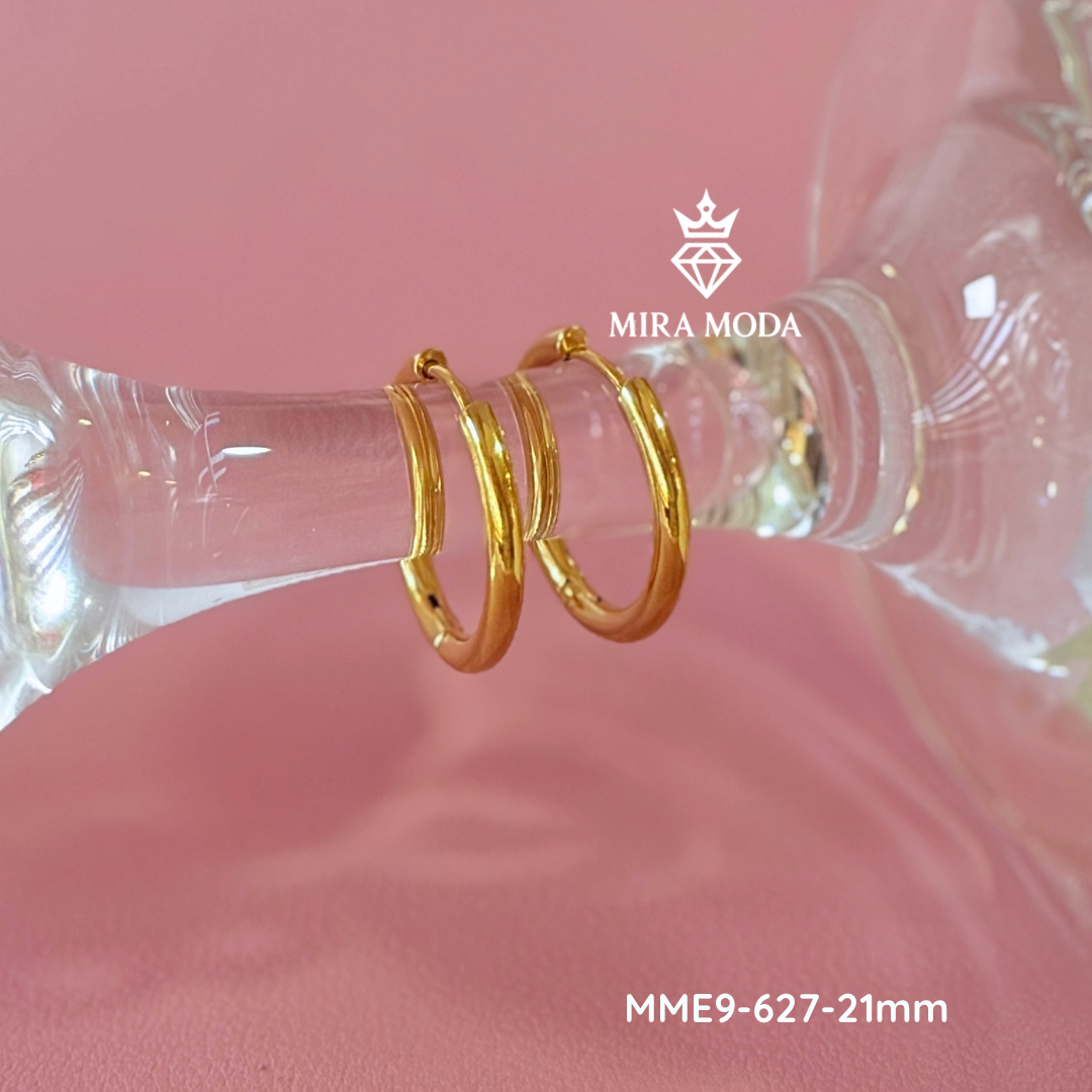 627-Gold Plated 21mm Plain Hoop Earrings