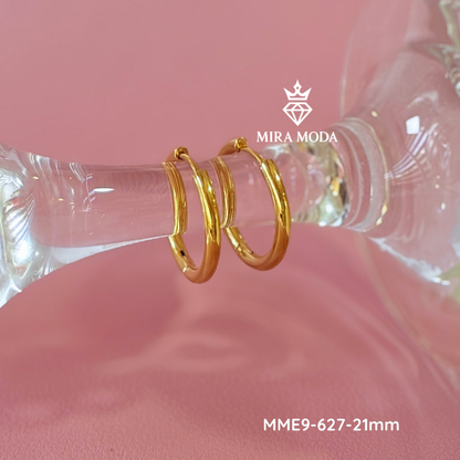 627-Gold Plated 21mm Plain Hoop Earrings