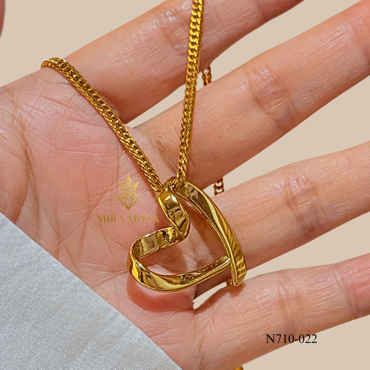 N710 -Trendy Electroform Open Heart  Necklace Japan Style Chain | Daily Wear | MIRA MODA