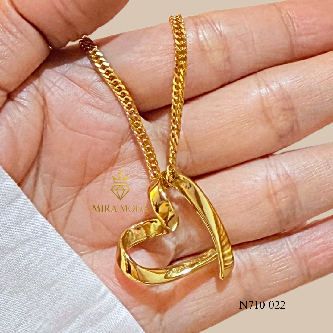 N710 -Trendy Electroform Open Heart  Necklace Japan Style Chain | Daily Wear | MIRA MODA