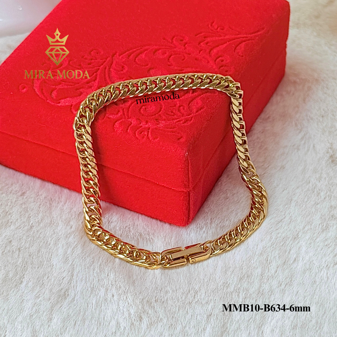 B634 Japan Style Clip Lock Link Chain Italy Gold Plated Bracelet