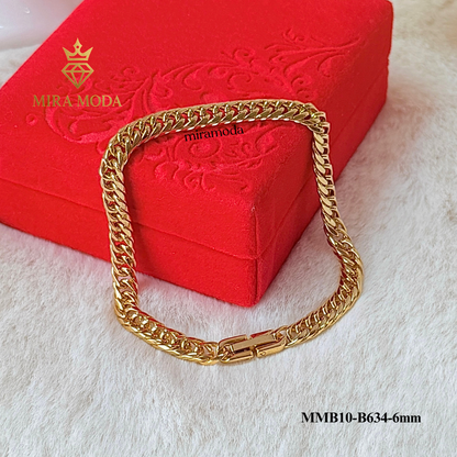 B634 Japan Style Clip Lock Link Chain Italy Gold Plated Bracelet
