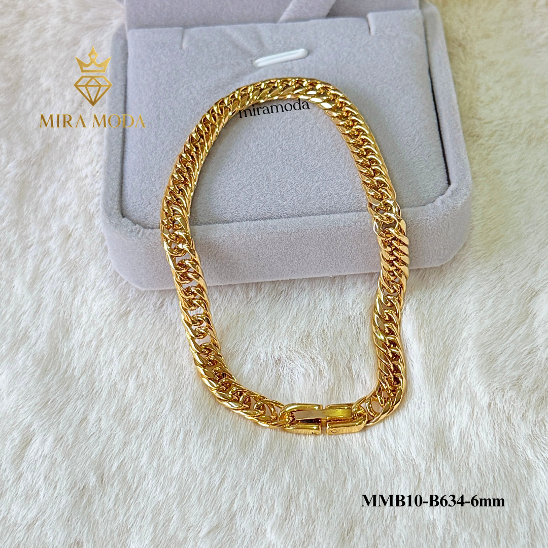 B634 Japan Style Clip Lock Link Chain Italy Gold Plated Bracelet