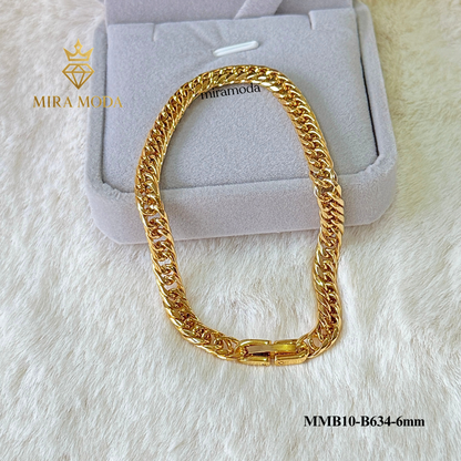 B634 Japan Style Clip Lock Link Chain Italy Gold Plated Bracelet