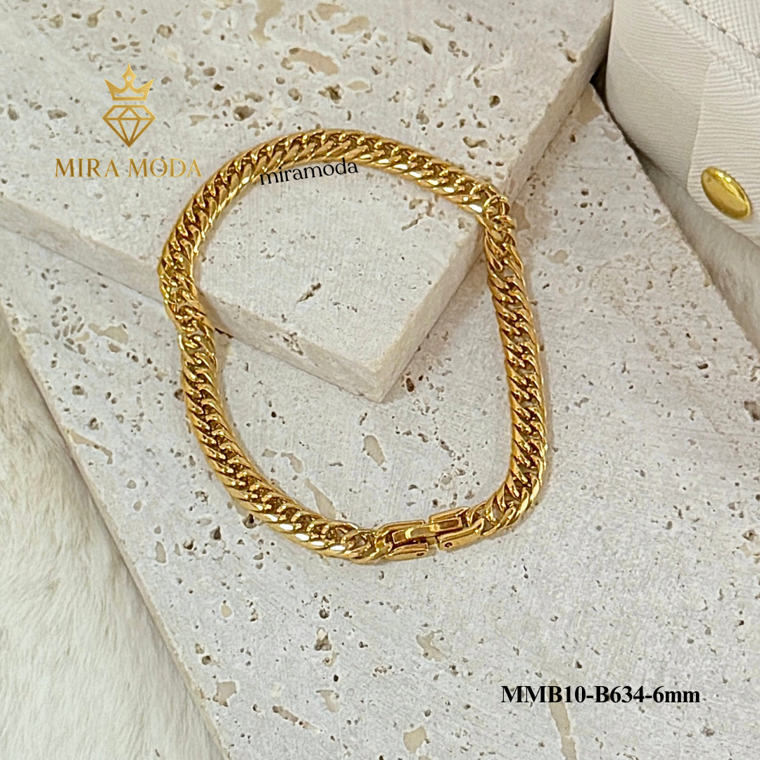 B634 Japan Style Clip Lock Link Chain Italy Gold Plated Bracelet