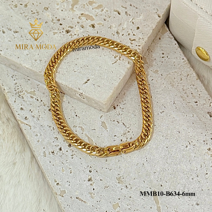 B634 Japan Style Clip Lock Link Chain Italy Gold Plated Bracelet