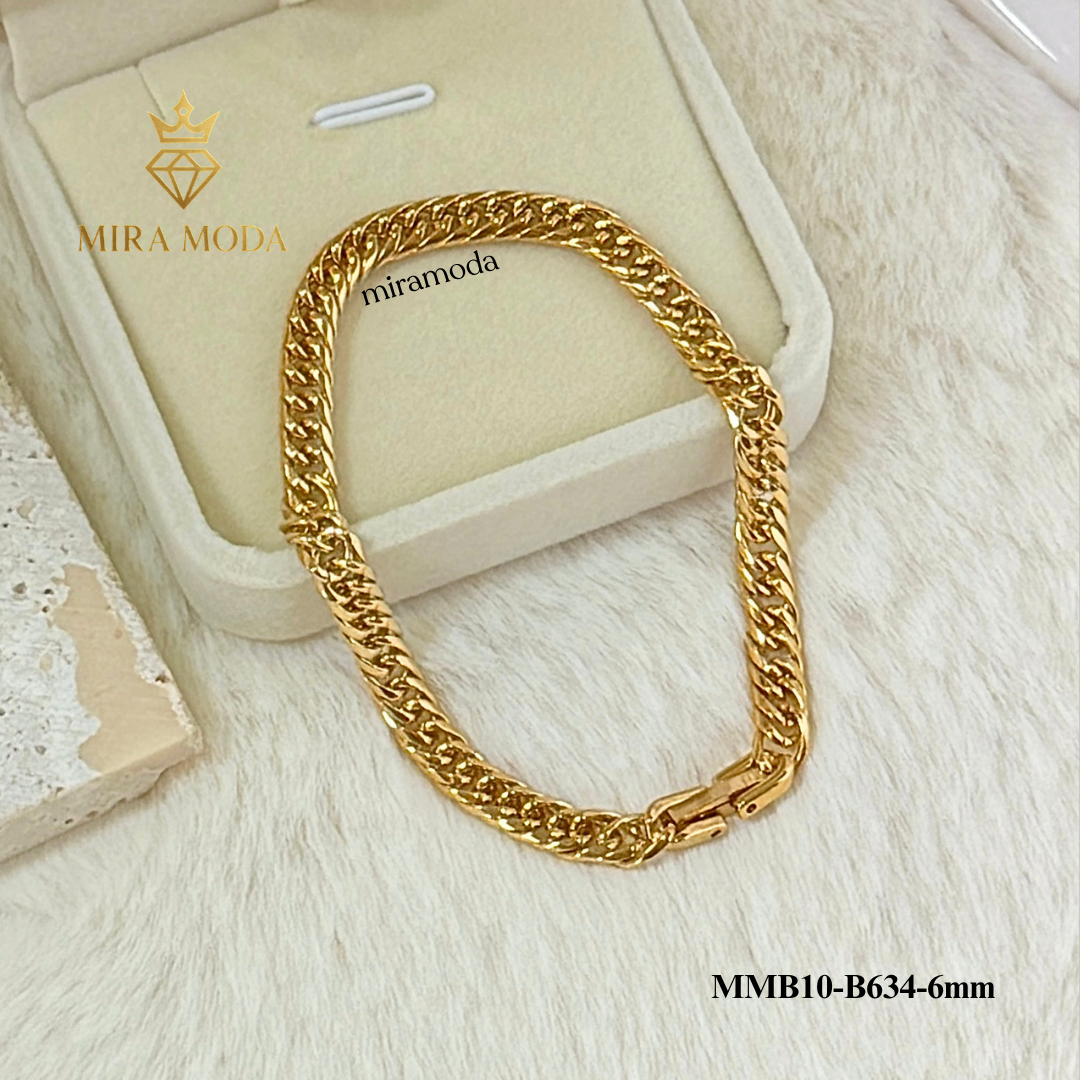 B634 Japan Style Clip Lock Link Chain Italy Gold Plated Bracelet