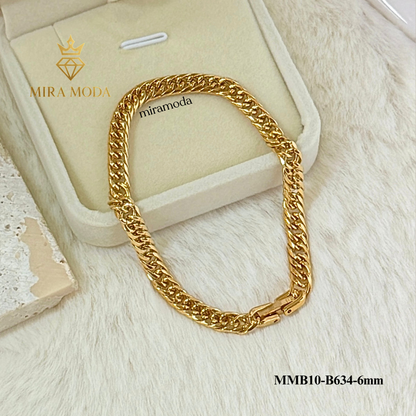 B634 Japan Style Clip Lock Link Chain Italy Gold Plated Bracelet