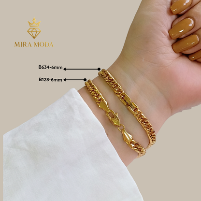 B634 Japan Style Clip Lock Link Chain Italy Gold Plated Bracelet